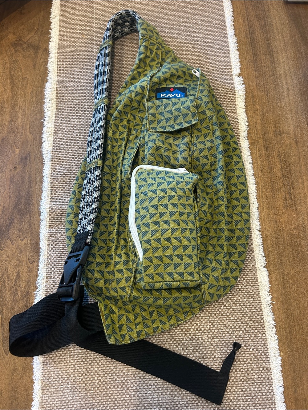 Kavu Olive Green Geometric Sling Bag